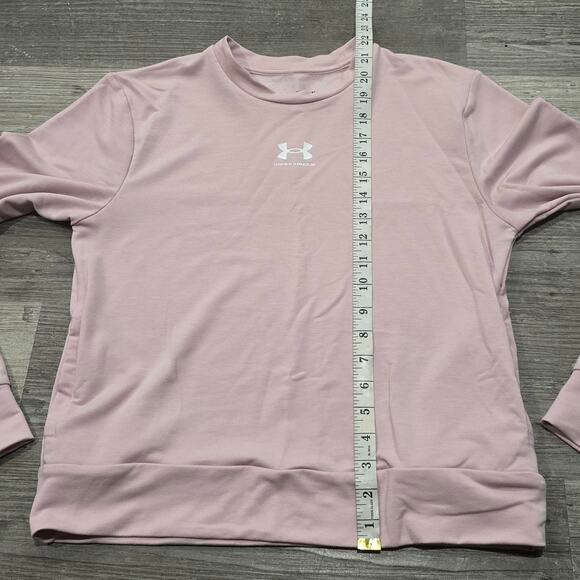 Under Armour Sugar Pink Rival Terry Crew Neck Sweatshirt w. Pockets Sweater - Picture 7 of 8